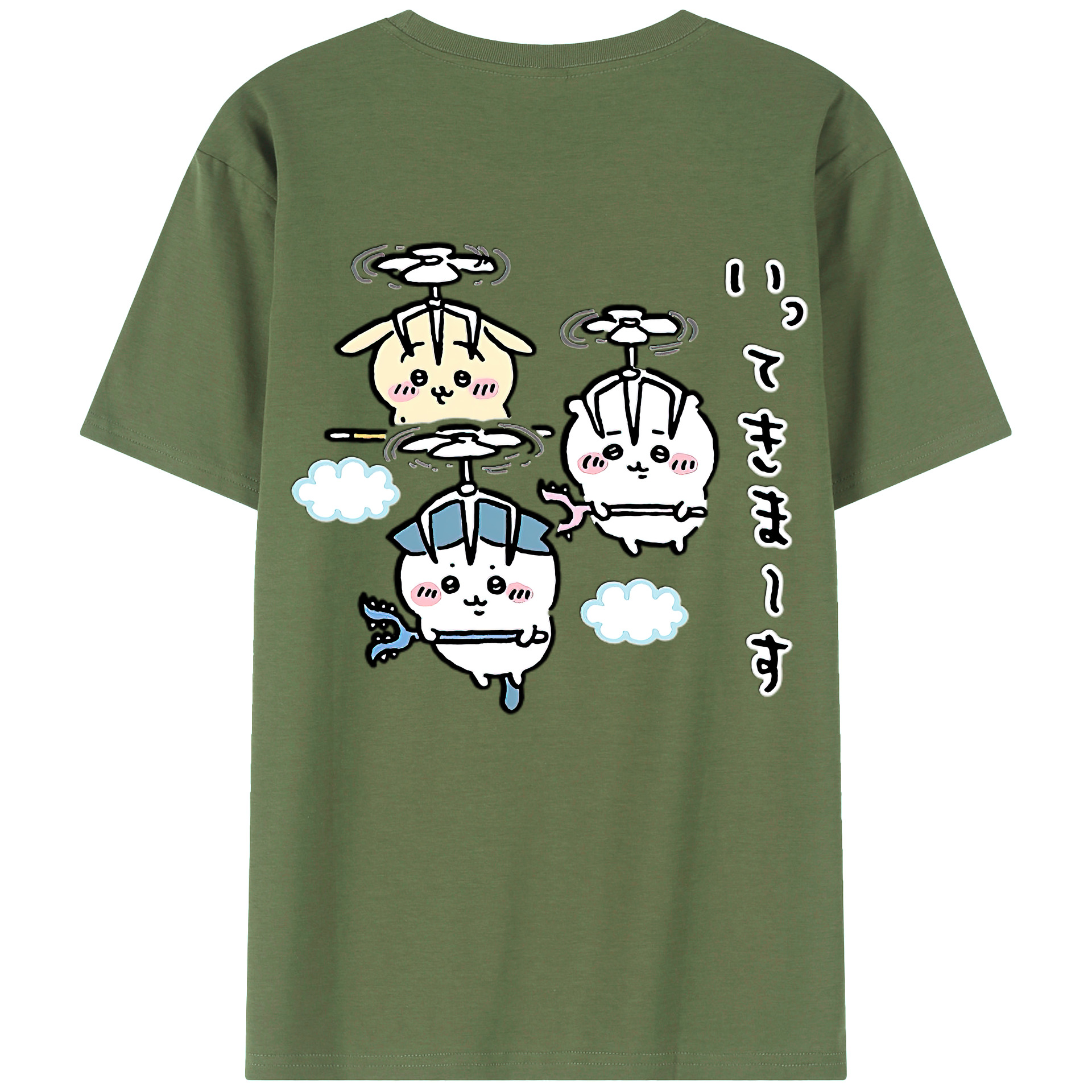 （画像用） ちいかわ ちいかわ Chii-kawa chiikawa 綿100％ メンズ半袖Tシャツ（バックプリント） 通気性